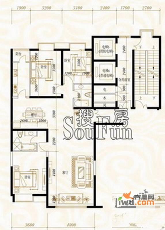 鸿昇龙潭公馆3室2厅2卫户型图