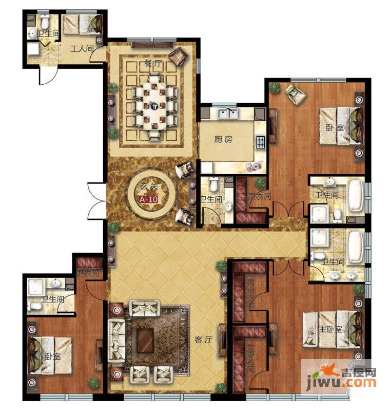 太原万达公馆3室2厅4卫296.4㎡户型图