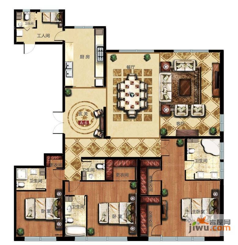 太原万达公馆3室2厅4卫299.2㎡户型图