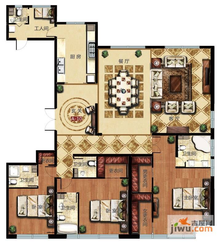 太原万达公馆3室2厅4卫296.8㎡户型图