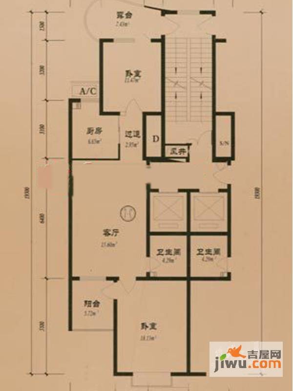 千禧学府苑2室2厅1卫110.3㎡户型图