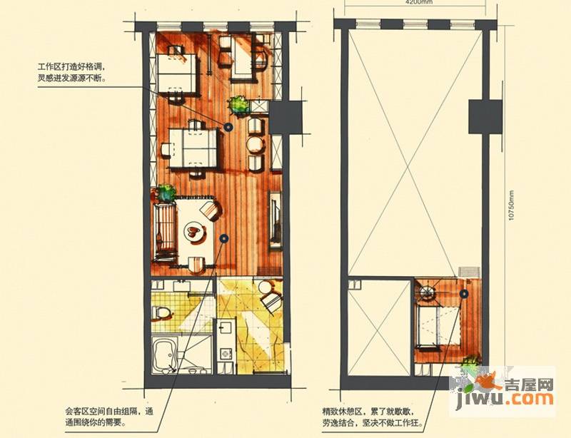 新建SOHO1室1厅1卫63.8㎡户型图