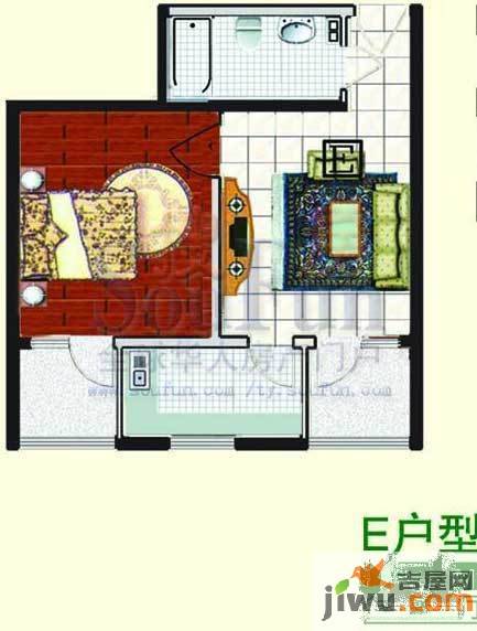 蓝水假日1室1厅1卫64㎡户型图