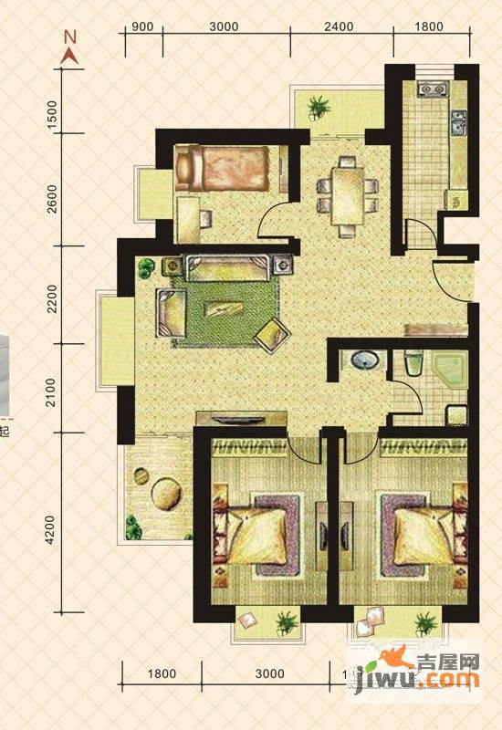 春城国际3室2厅1卫110.6㎡户型图