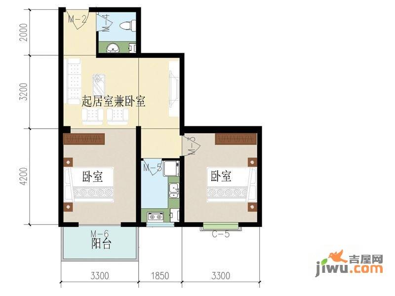 汇通丽城2室1厅1卫81.9㎡户型图