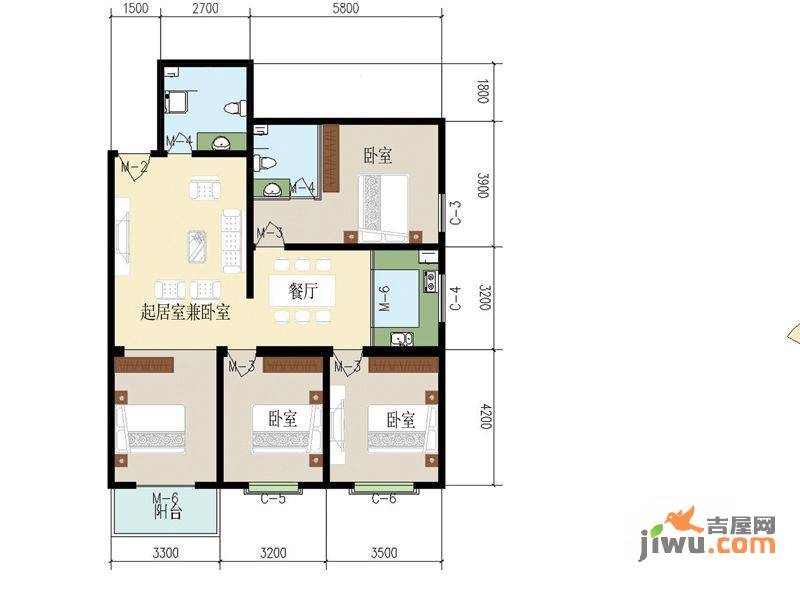 汇通丽城4室2厅2卫147㎡户型图