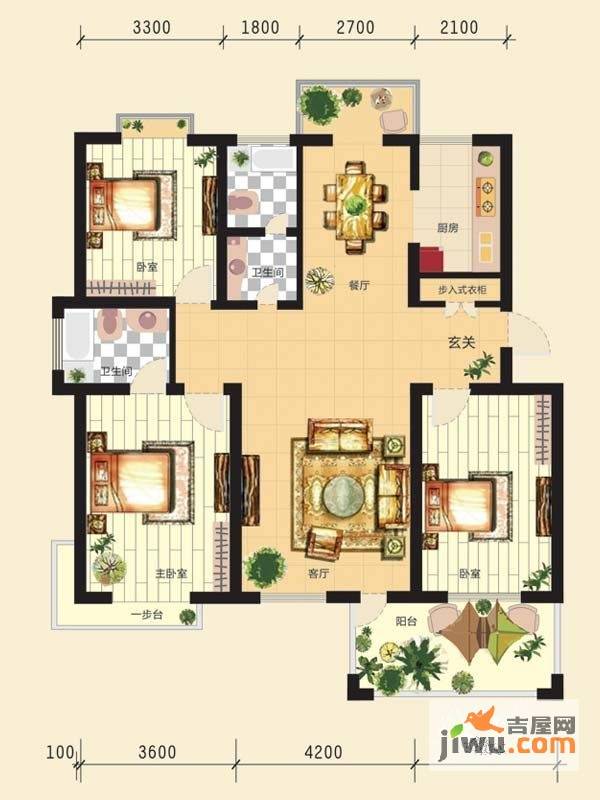 半山公馆3室2厅2卫149㎡户型图