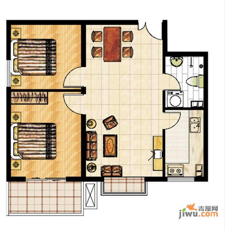 北晨尚品2室2厅1卫79.2㎡户型图