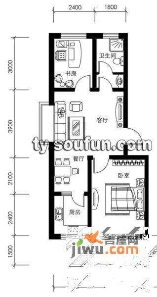 乐活城2室2厅1卫户型图