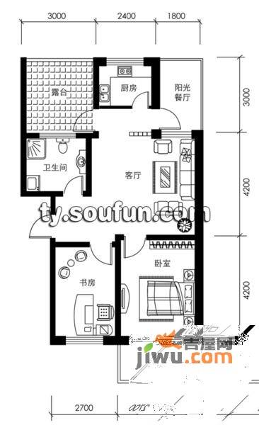 乐活城2室2厅1卫户型图