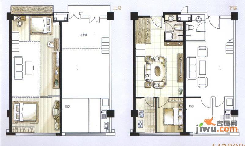 富世康园3室1厅1卫80.4㎡户型图