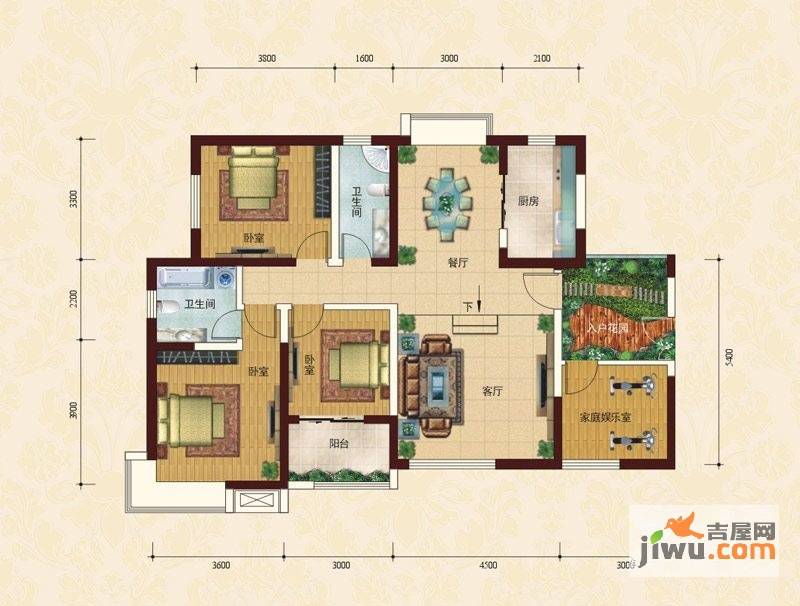 康城3室2厅2卫138.1㎡户型图