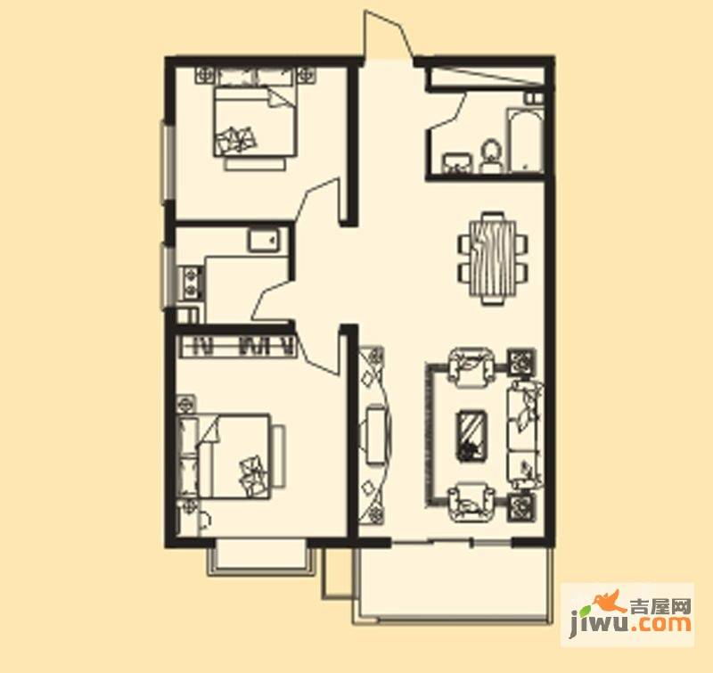 锦都苑2室2厅1卫93.1㎡户型图