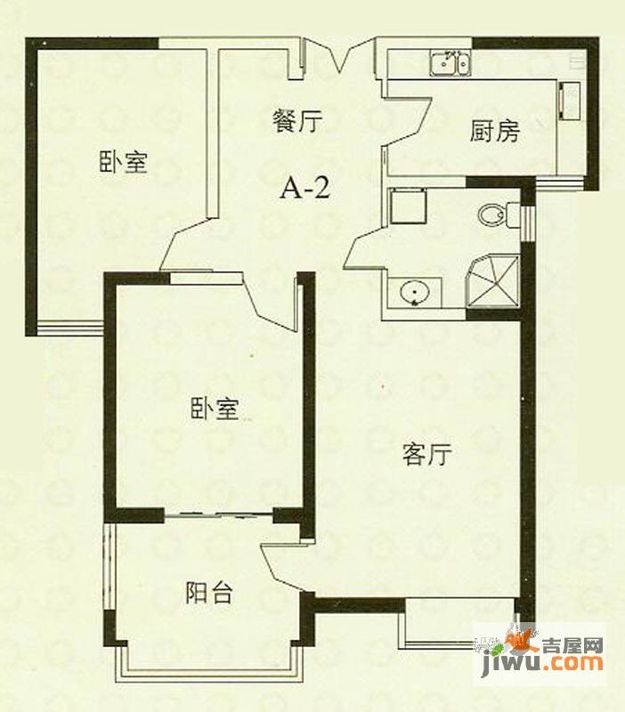 华辰丽景2室2厅1卫92.7㎡户型图