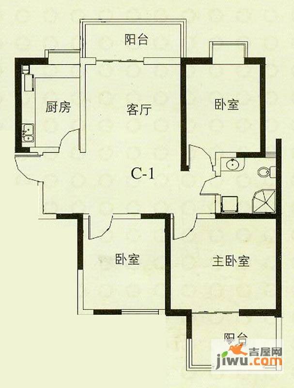 华辰丽景3室2厅1卫112㎡户型图