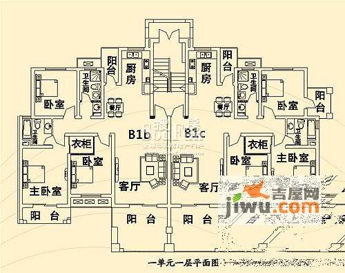 开元麓郡3室2厅2卫130㎡户型图