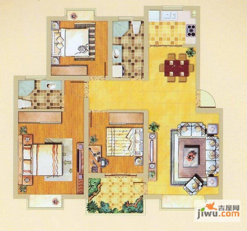 奥体清华苑3室2厅1卫户型图