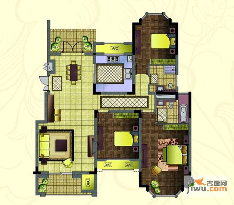 紫金东郡3室2厅2卫126㎡户型图