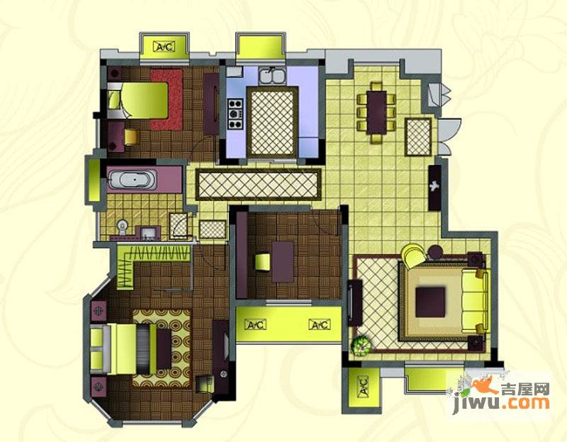 紫金东郡3室2厅1卫113㎡户型图