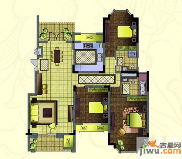 紫金东郡3室2厅2卫126㎡户型图