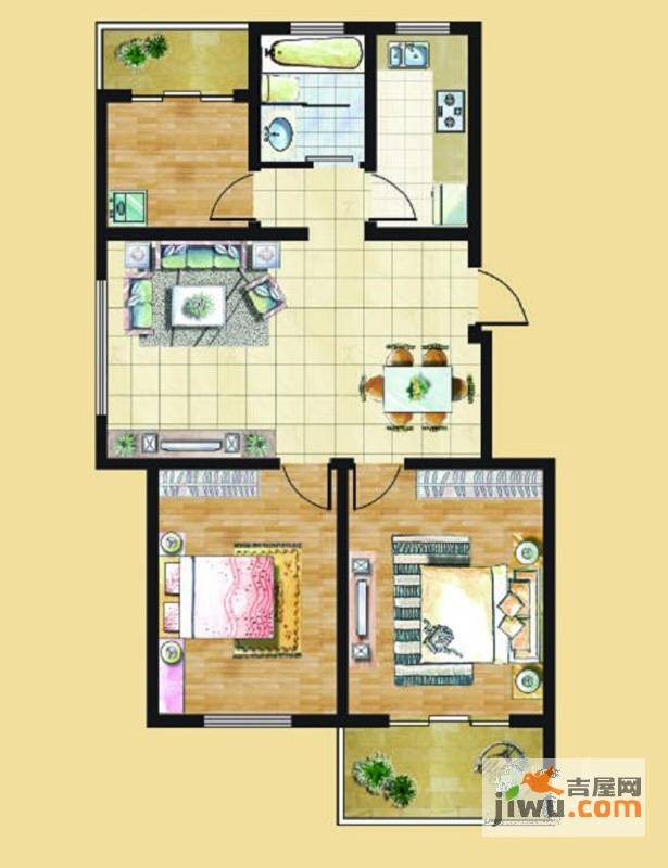 九里景秀3室2厅1卫户型图