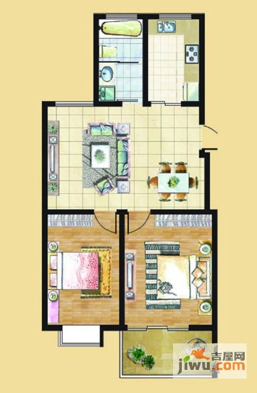 九里景秀2室2厅1卫户型图