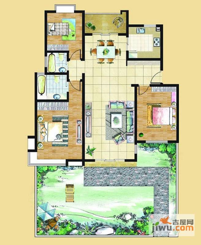 九里景秀3室2厅2卫户型图