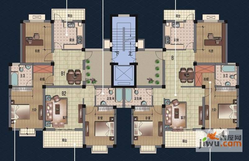 天赐家园3室2厅2卫137㎡户型图