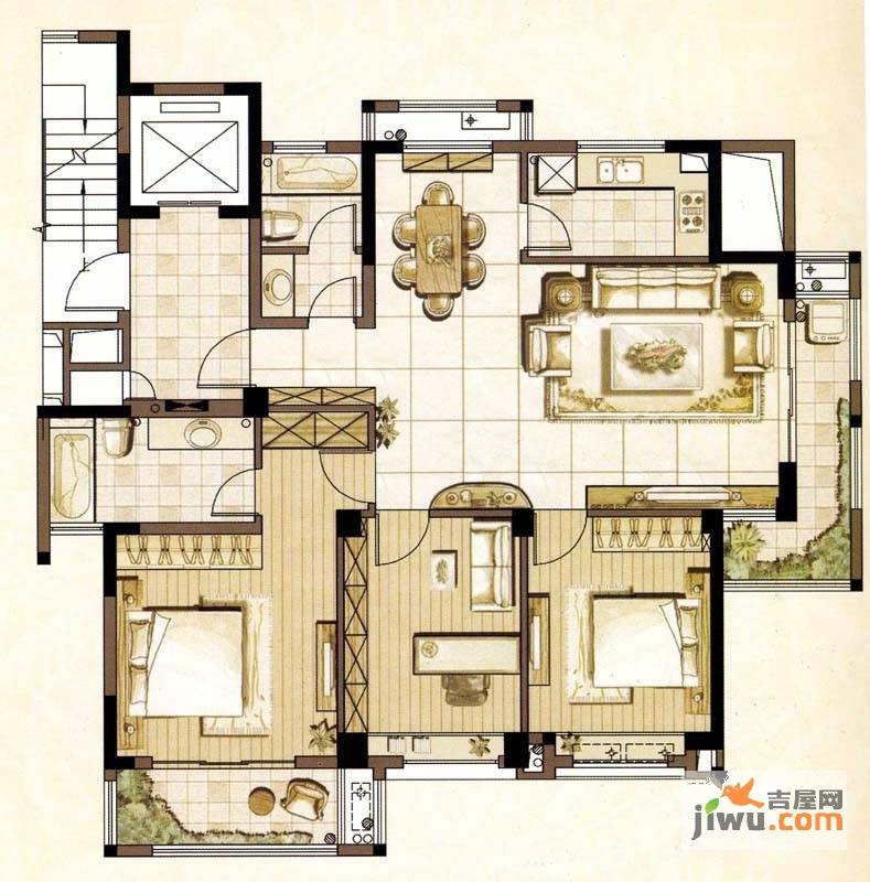 银亿海悦花苑3室2厅2卫140㎡户型图