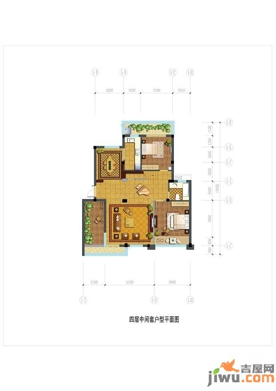 布利杰城南公馆2室2厅1卫户型图