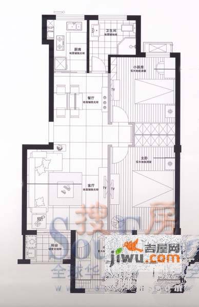 奥林803室2厅1卫88.9㎡户型图