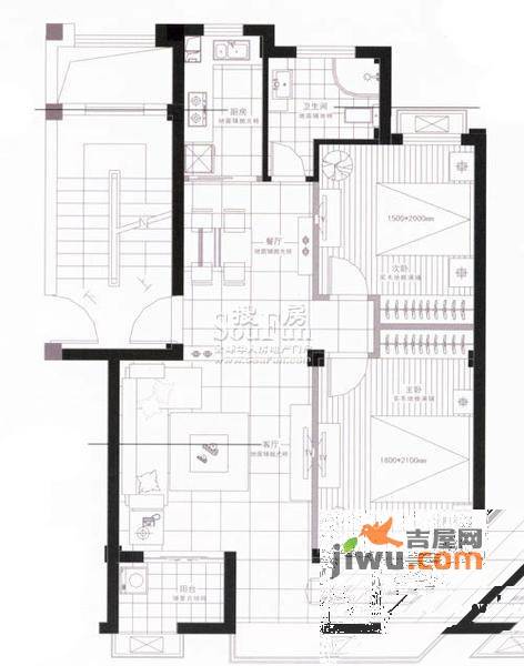 奥林800室0厅1卫85㎡户型图