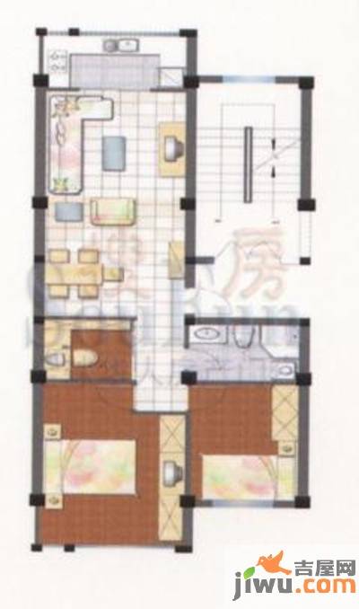 邻里花园2室2厅1卫87㎡户型图