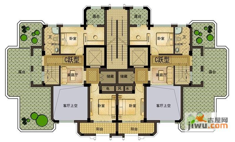 御山府6室3厅3卫232㎡户型图