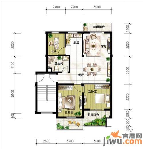 大丰水岸鑫城二期澜郡3室2厅1卫94.7㎡户型图