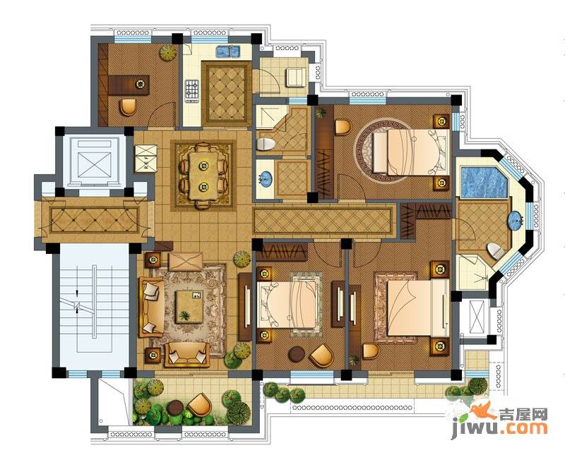 维科拉菲庄园4室2厅2卫138㎡户型图