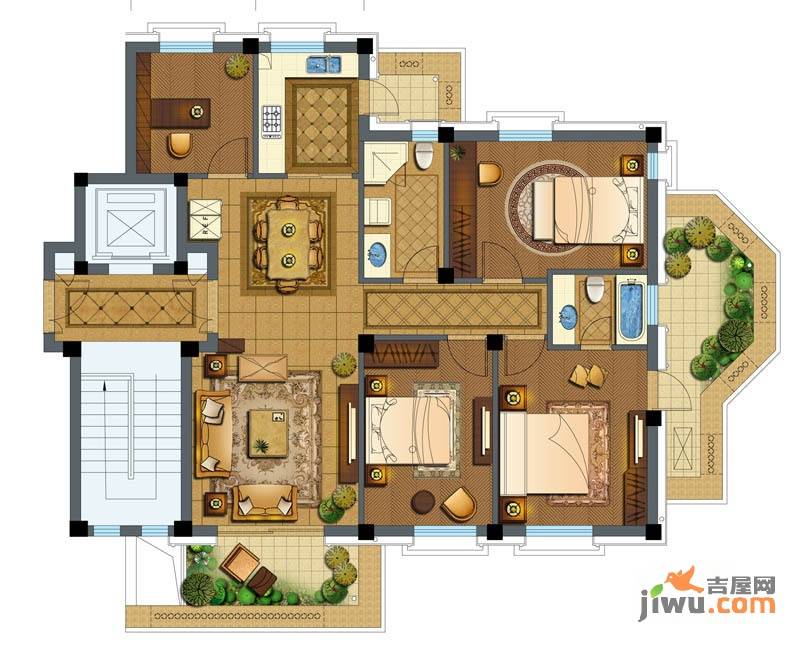 维科拉菲庄园4室2厅2卫122㎡户型图