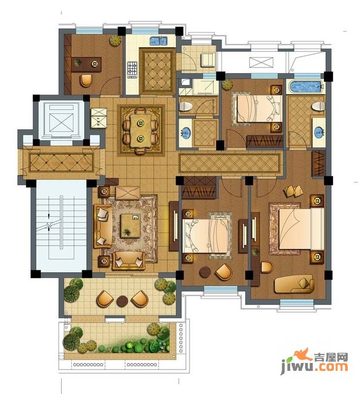 维科拉菲庄园4室2厅2卫132㎡户型图