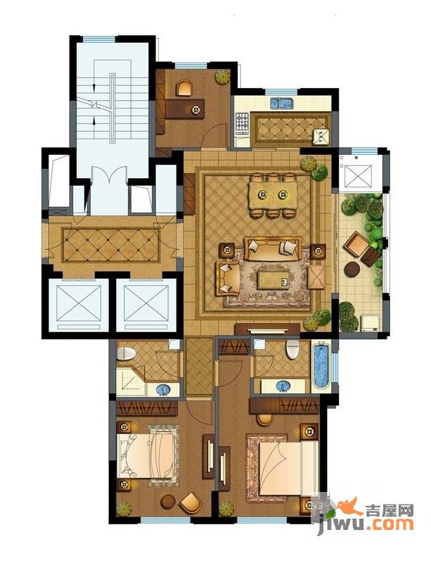 维科拉菲庄园3室2厅2卫125㎡户型图