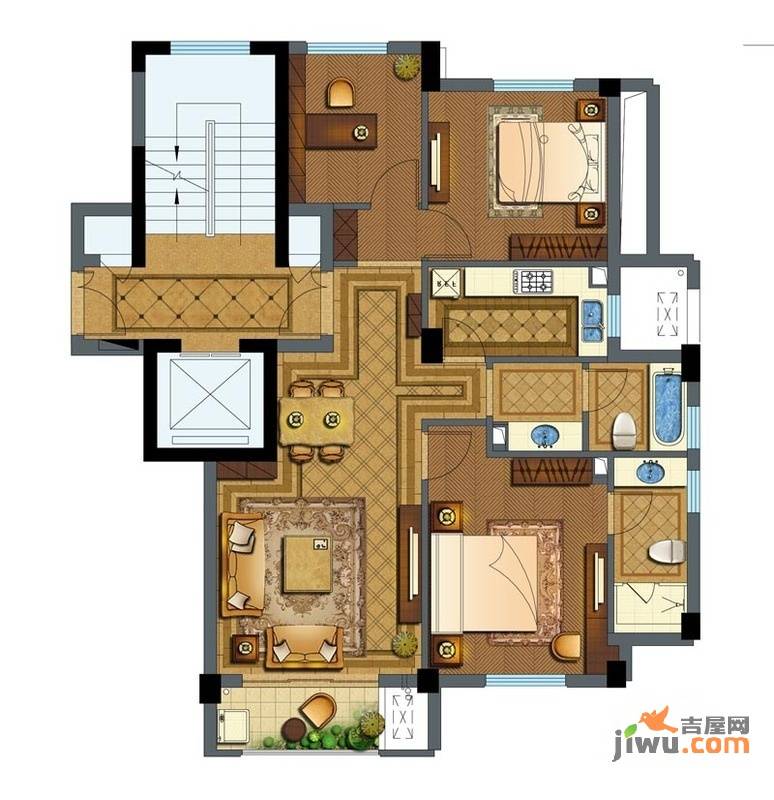 维科拉菲庄园3室2厅2卫108㎡户型图