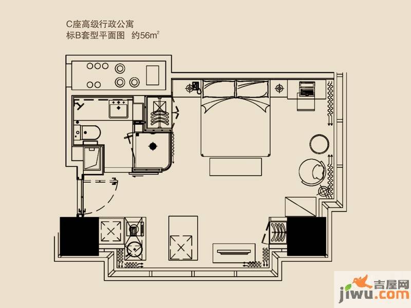 环球中心1室1厅0卫56㎡户型图