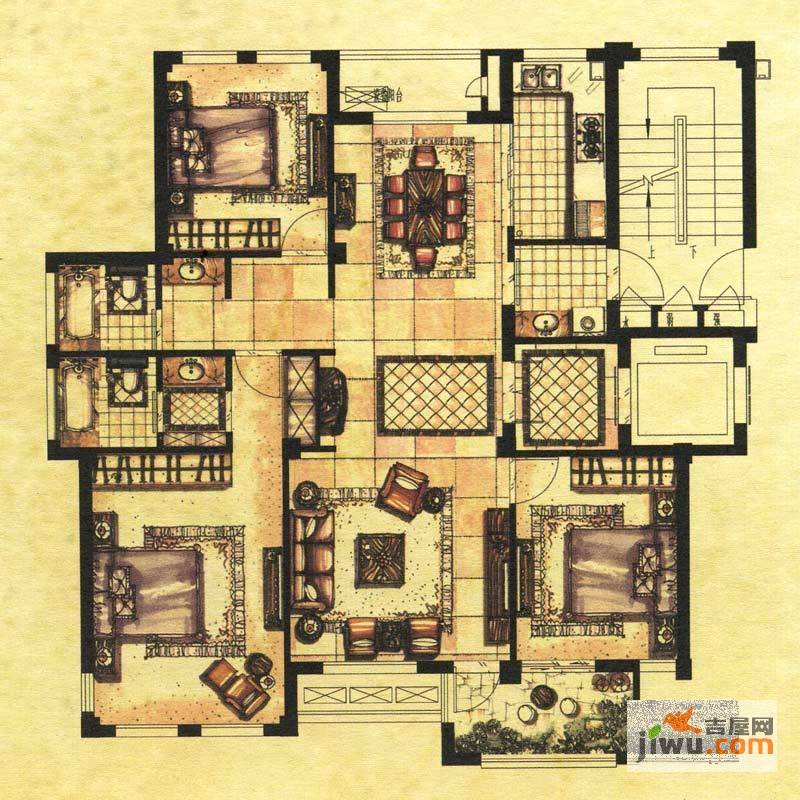 大观璟园3室2厅2卫144㎡户型图