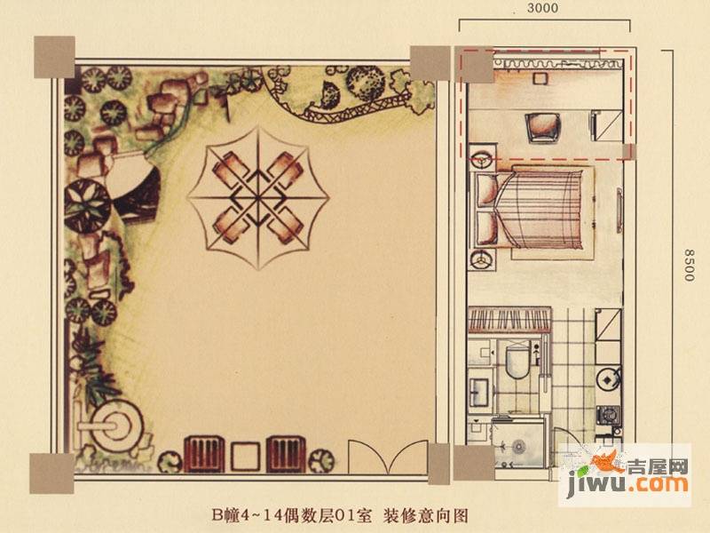 江南一品1室0厅1卫30.1㎡户型图