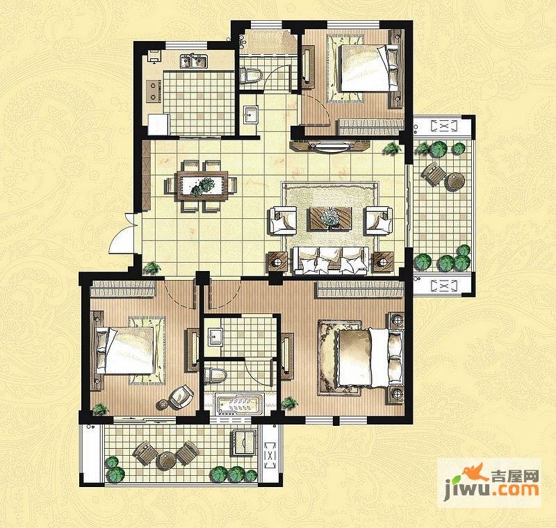 都市嘉源3室2厅2卫121㎡户型图