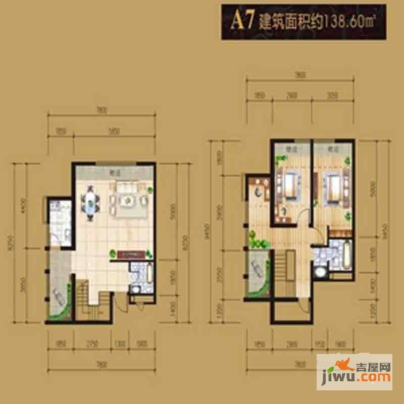 朱雀七星国际公寓2室1厅2卫138.6㎡户型图