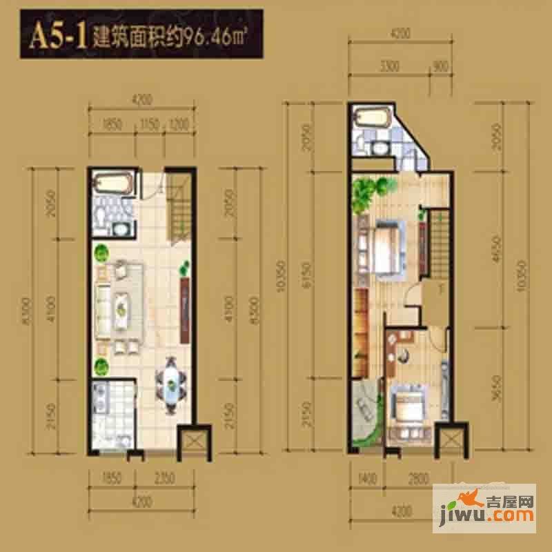 朱雀七星国际公寓2室2厅2卫94.5㎡户型图