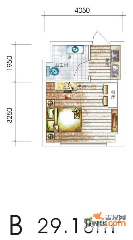 皇城壹号1室0厅1卫29.2㎡户型图