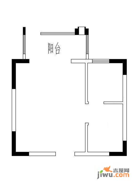 鸣元名居1室1厅1卫43㎡户型图