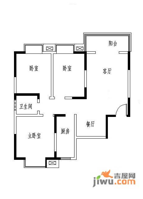 汇鑫花园3室2厅1卫102.3㎡户型图