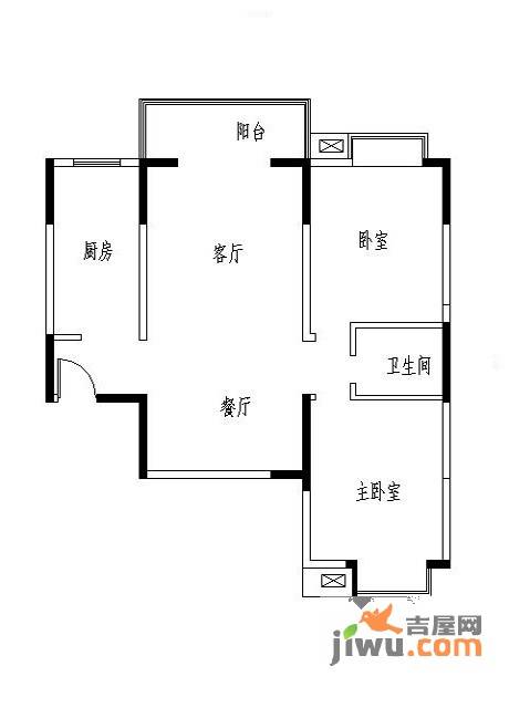 汇鑫花园2室2厅1卫104.5㎡户型图